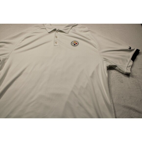 NIKE Dri-Fit Polo Shirt XXL White On-Field Pittsburgh Steelers NFL Football - Picture 3 of 10